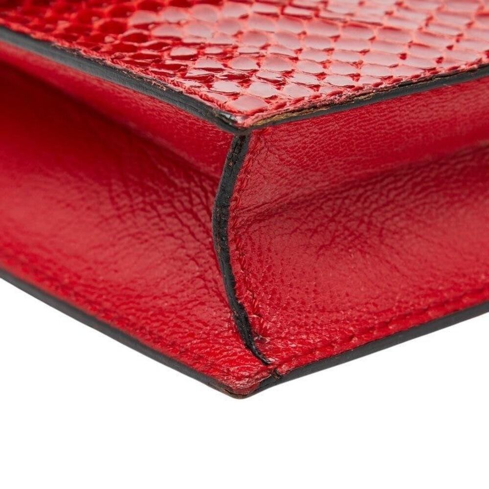 Celine Python Logo Chain Shoulder Bag Red - Picture 6 of 12